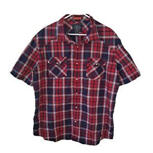 St. John's Bay XXL Red White Blue Button down shirt Comfort Stretch Classic Fit